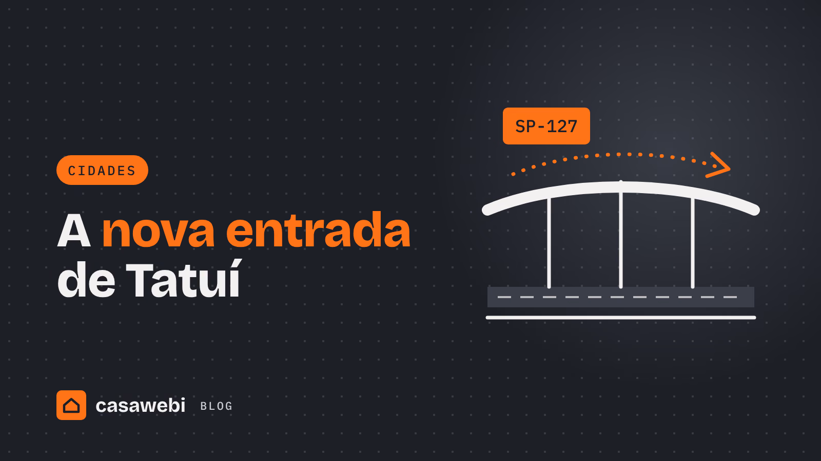 Ilustração de viaduto sobre rodovia com placa SP-127: nova entrada de Tatuí