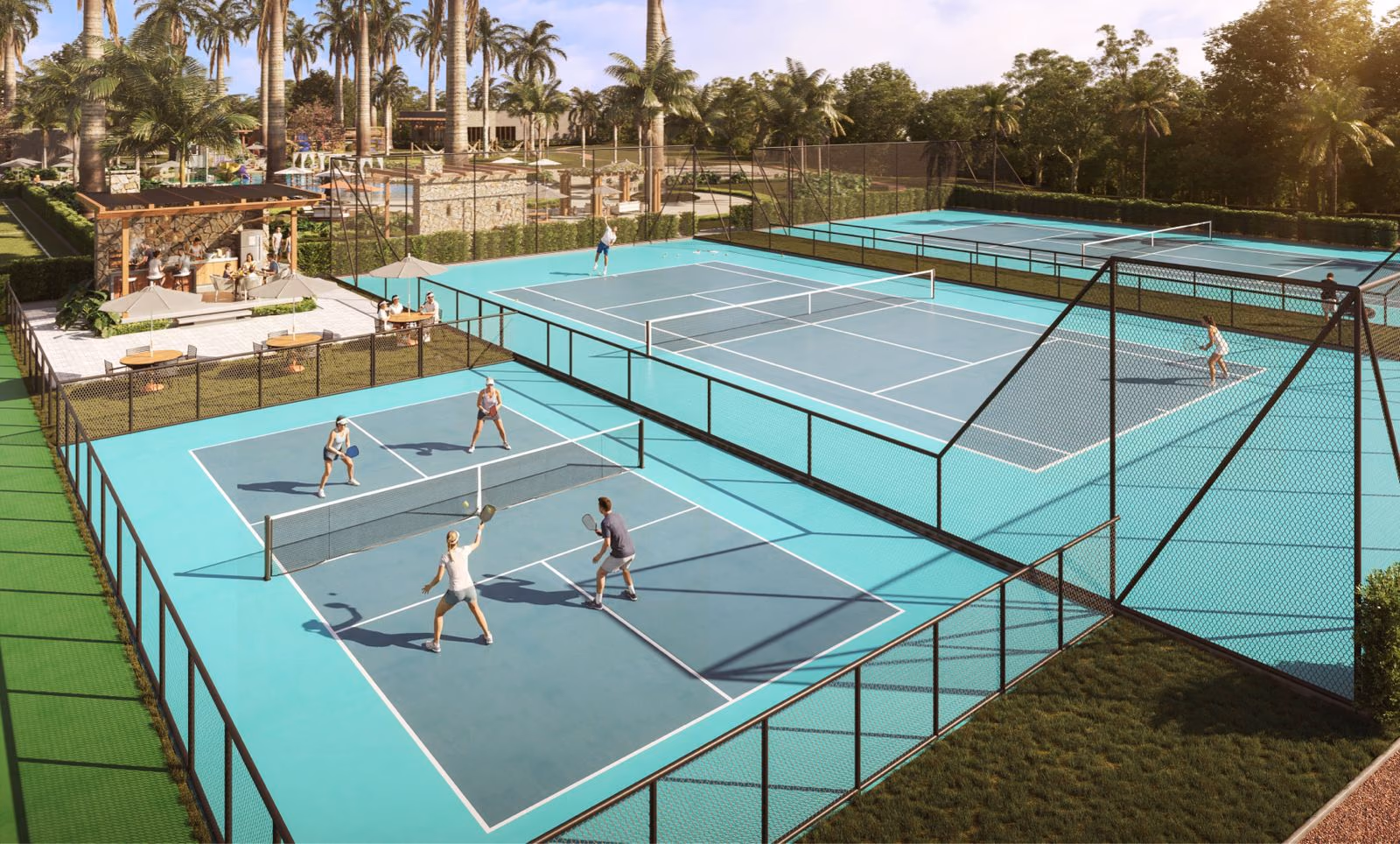 Quadras de tênis e beach tennis com lanchonete